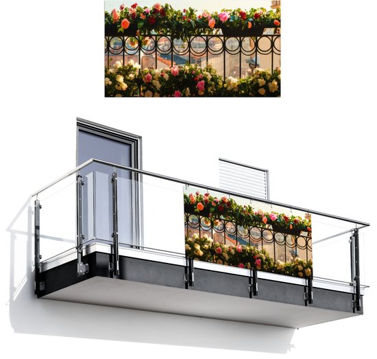 FLORACORD Balkondoek wind- en waterdoorlatend groen/wit 90x500 cm kopen