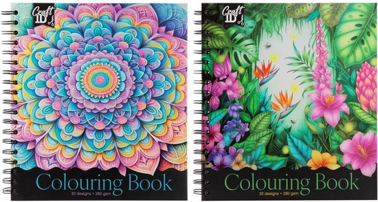 Livre de coloriage de Luxe pour Adultes - Set de 2 - 60 pages à colorier uniques - Thema mandala et botanique - Format 24,7 x 19,6 cm - Papier FSC 280 grammes - Dessin et coloriage - Livre de coloriage anti-stress