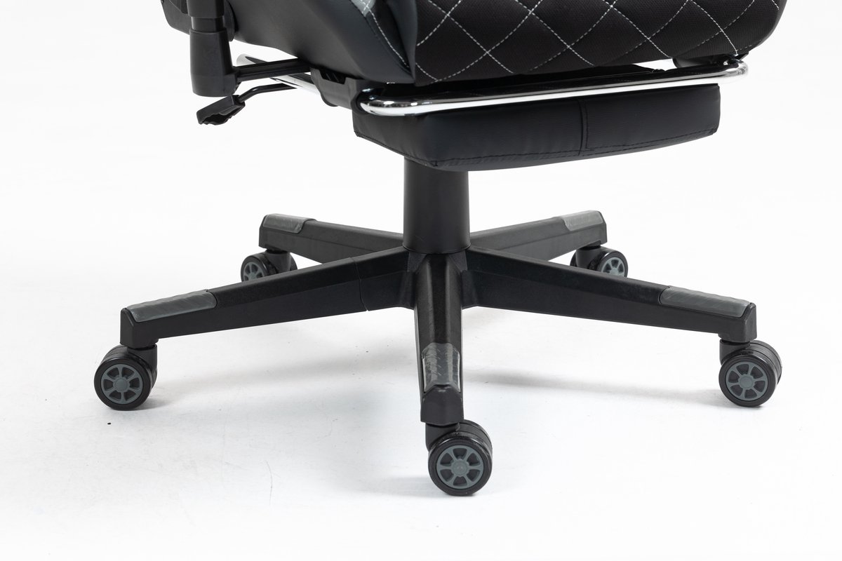 VDD Gaming - Gamestoel - Gamestoel met Voetsteun - Gamestoel zwart - Gaming Stoel - Bureaustoel gaming - Ergonomische Bureaustoel - Met Nekkussen & Verstelbaar Rugkussen - Game stoel Met Voetsteun - Ergonomische Game Stoel - Draaistoel- Zwart & Grijs – foto 7
