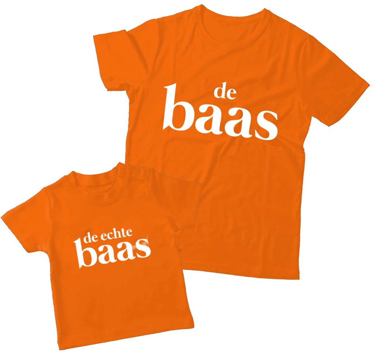 Matching oranje shirts Vader & Kind | De Echte Baas