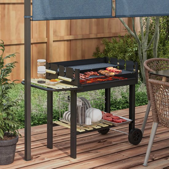 Premie Houtskool barbecue - 2 grillvlakken- Grilloppervlak 113 x 53,5 x 82,5 cm - BBQ voor buiten, tuin - Zwart van Merkloos — afbeelding 2