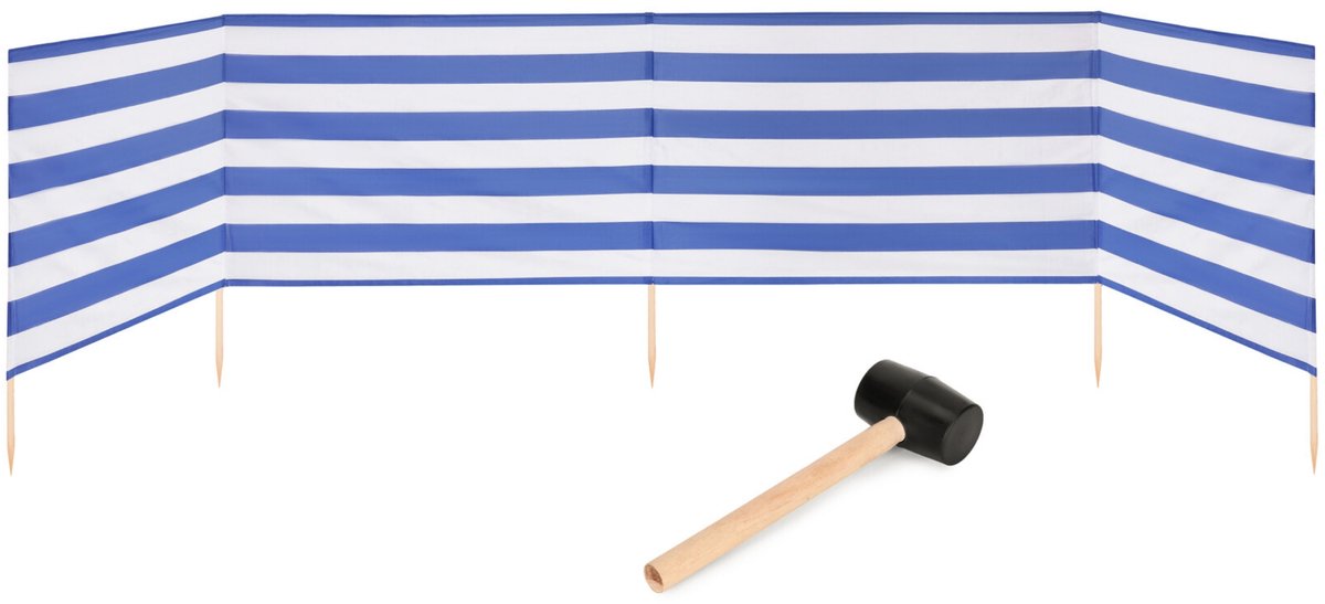 Garronda 5m Strand Windscherm Met Stokken - Windscherm Strand – Windscherm – Rubberen hamer – Strepen – GD-EX-Wb-5m