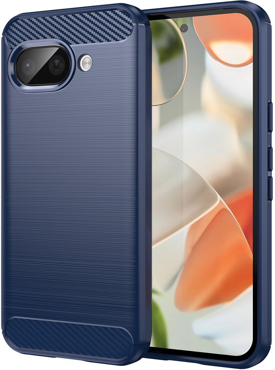 Hoesje geschikt voor Google Pixel 9a - Phonesta Carbon Silicone Back Cover - Blauw