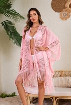 Womens Chiffon Kimono Vesten Open Voorkant Bloemen Print Strand Cover up Capes Sheer Losse Blouse Tops