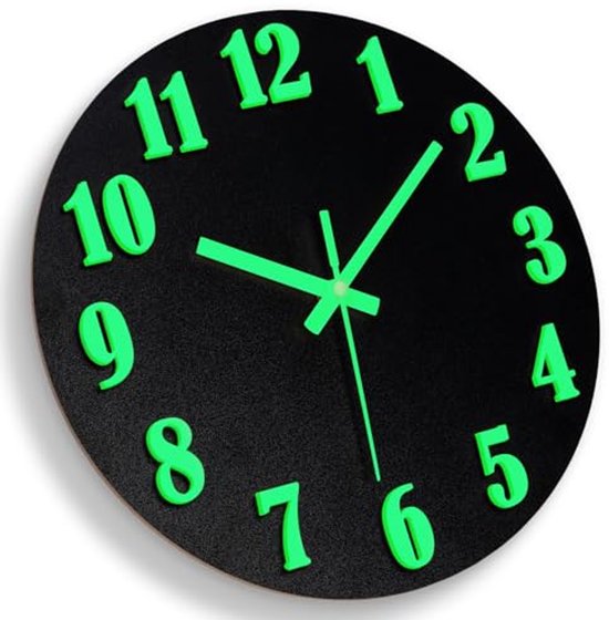 NUOVO Ronde houten wandklok van 14 inch, 35 cm, stille, niet-tikkende