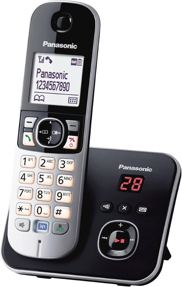 DECT Draadloze Telefoon met Antwoordapparaat, Handsfree en Beller-identificatie - Zwart
