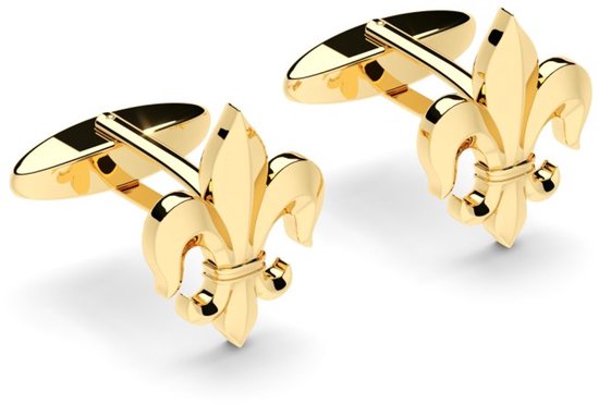 Boutons de manchette de manchette Fleur de Lys - Plaqué or Boutons de manchette Fleur de Lys - Boutons de manchette de Luxe