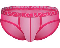 SUKREW Sheer Low-rise Brief Elect Pink - MAAT M - Erotisch Heren Ondergoed - Slip voor Man - Sexy mannen Slip