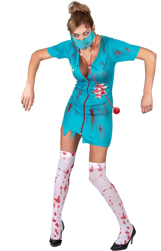 Lucida - Blauw zombie verpleegster kostuum
