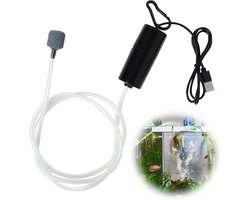 Luchtpompje Aquarium - Aquarium Zuurstof Pomp - USB Mini Aquarium Luchtpomp - 1W Energiebesparende Beluchter - Draagbare Aquarium Luchtpomp - met Luchtsteen en Siliconen buis - Zwart