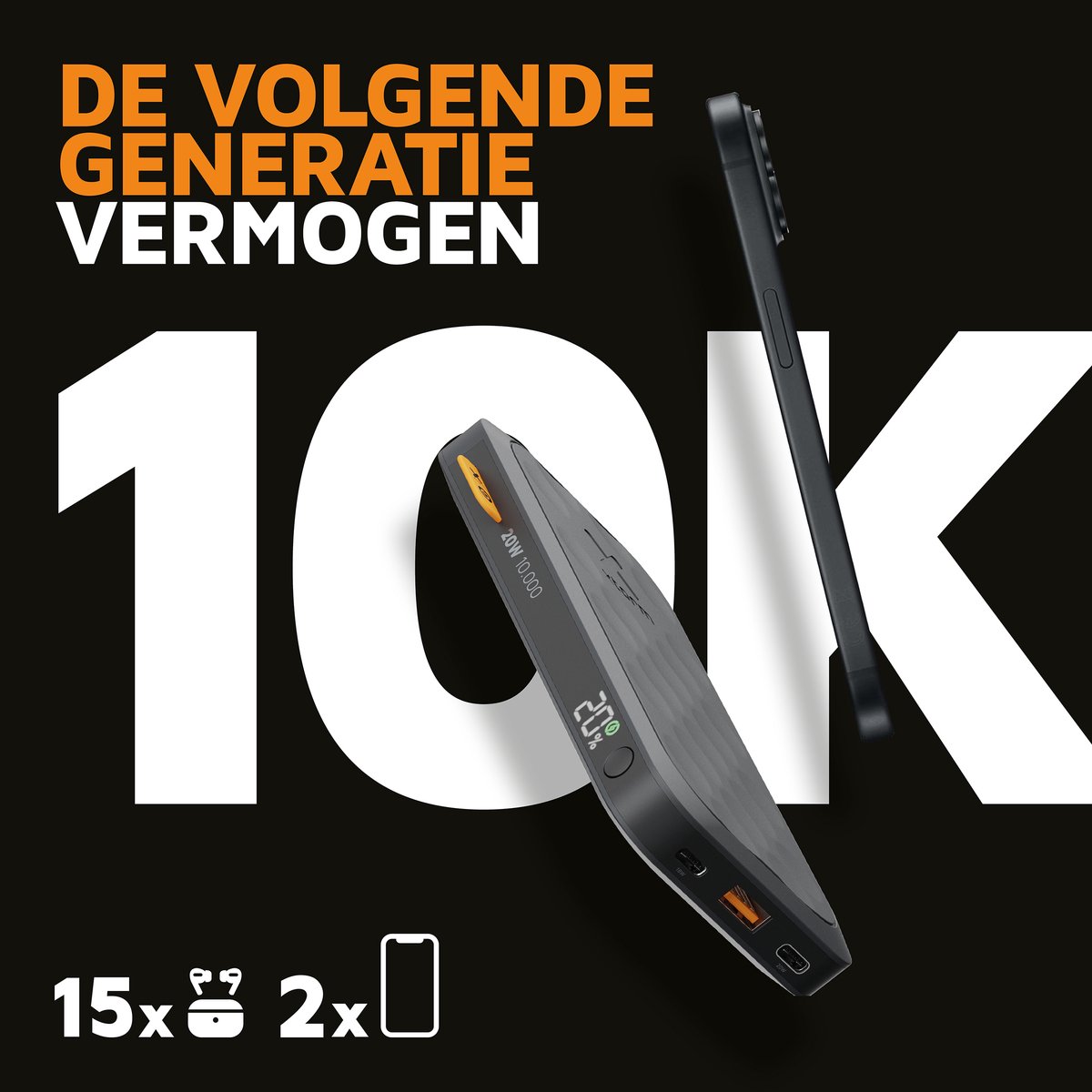 Xtorm Fuel Series 5 Powerbank 10.000 mAh - Airport Proof Zwart - afbeelding 2
