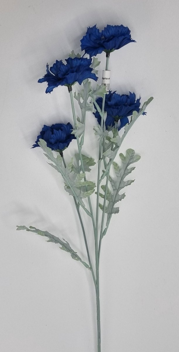 Korenbloem - K126 - 60 cm - Blauw - 4 bloemen/1 tak - Chaber - Cornflower - Grafdecoratie - Zijdenbloemen - Kunstbloemen
