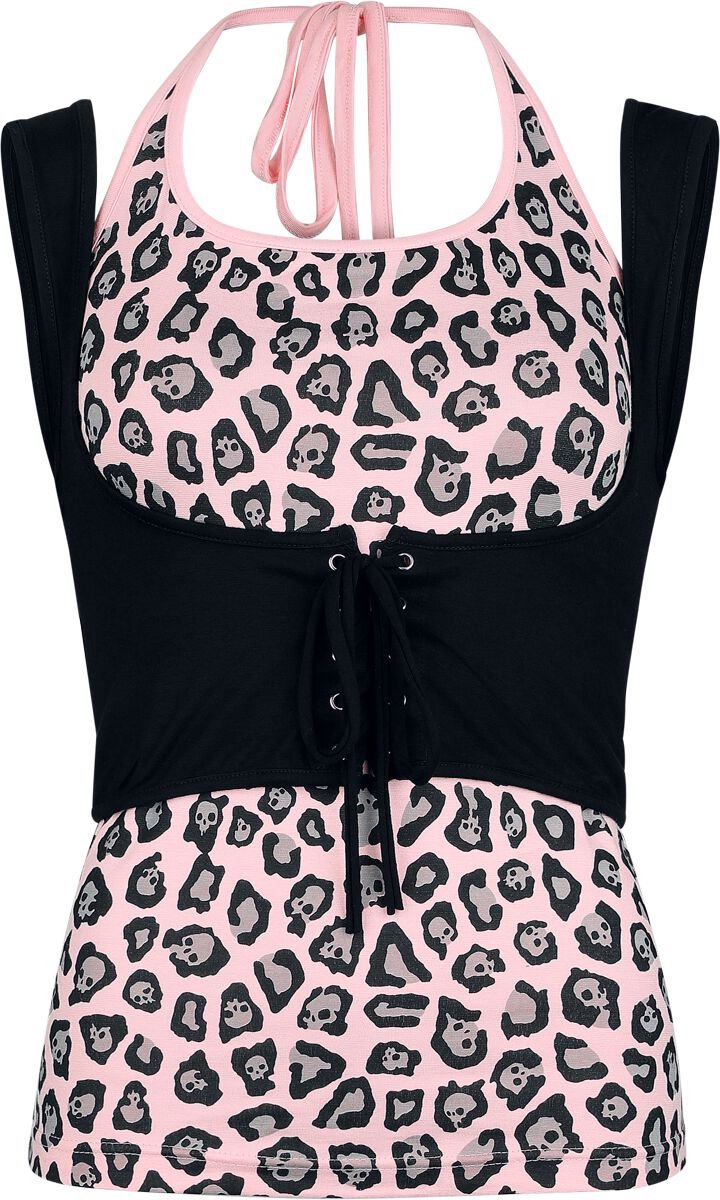 Rock Rebel by EMP Zwarte haltertop met doodshoofdpatroon - Dames - XXL