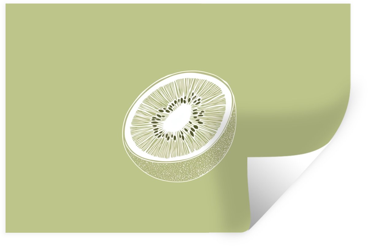 Muurstickers - Sticker Folie - Kiwi - Lijntekening - Minimalistisch - Groen - 30x20 cm - P
