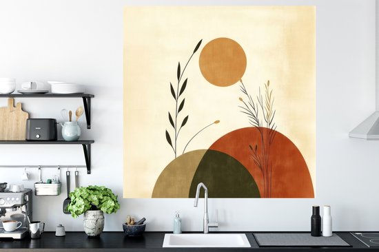 Muurstickers - Sticker Folie - Plantes - Abstrait - Formes - 120x120 cm - Plakfolie - Muurstickers Kinderkamer - Zelfklevend Behang XXL - Zelfklevend behangpapier - Stickerfolie