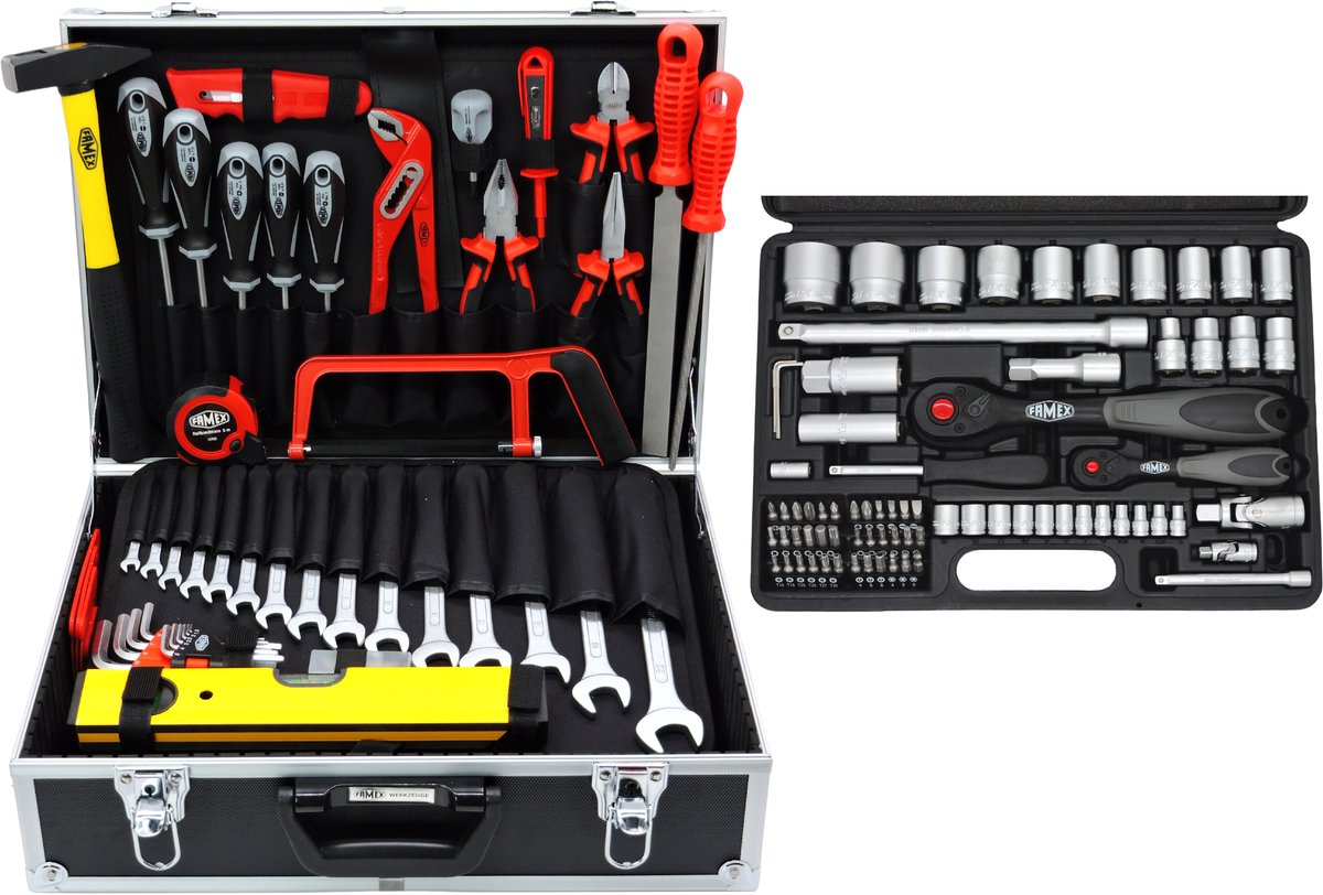 FAMEX 744-47 gereedschapskoffer gevuld met gereedschapsset 166-delig - Handgereedschap - Toolbox