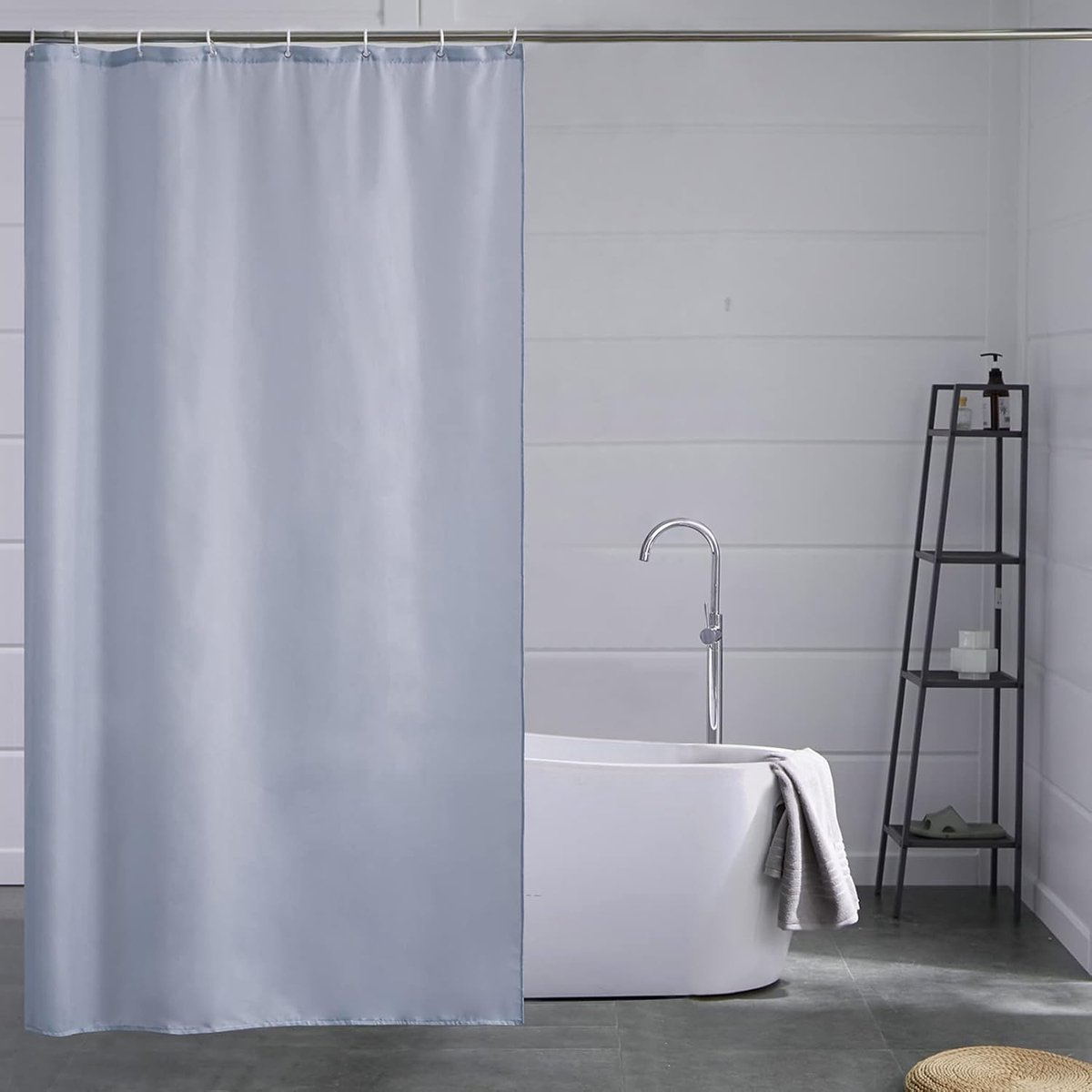 Ibenzoa® Duurzaam Polyester Douchegordijn met Schimmelwerende Bescherming - 120 x 200 cm - Grijs Blauw met 8 Ringen
