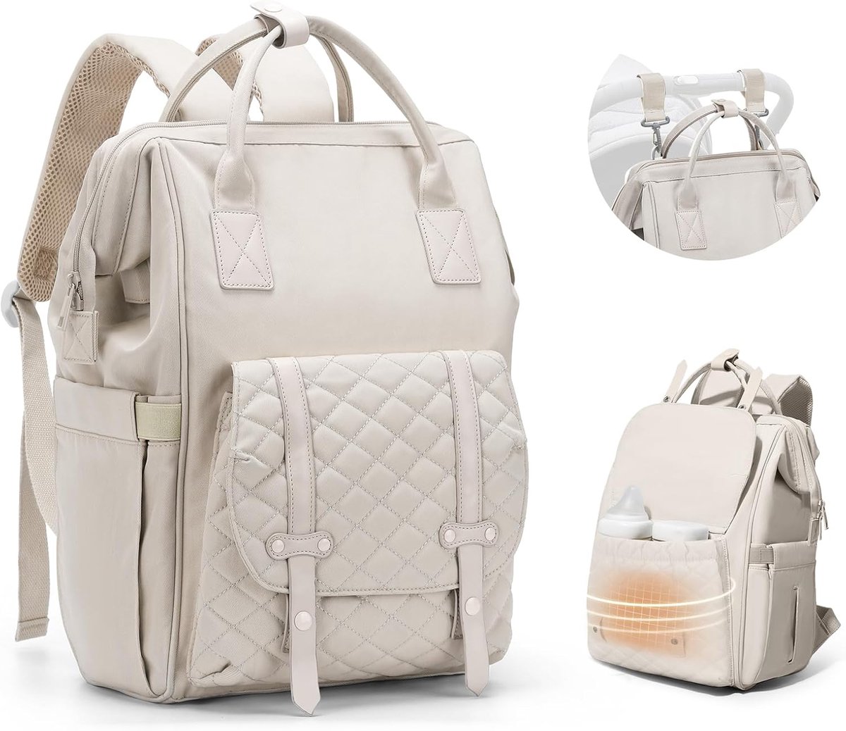 Ibenzoa® Ruime Waterdichte Rugzak Luiertas met Verstelbare Kinderwagen bevestigingspunten - Functionaliteit en Draagcomfort