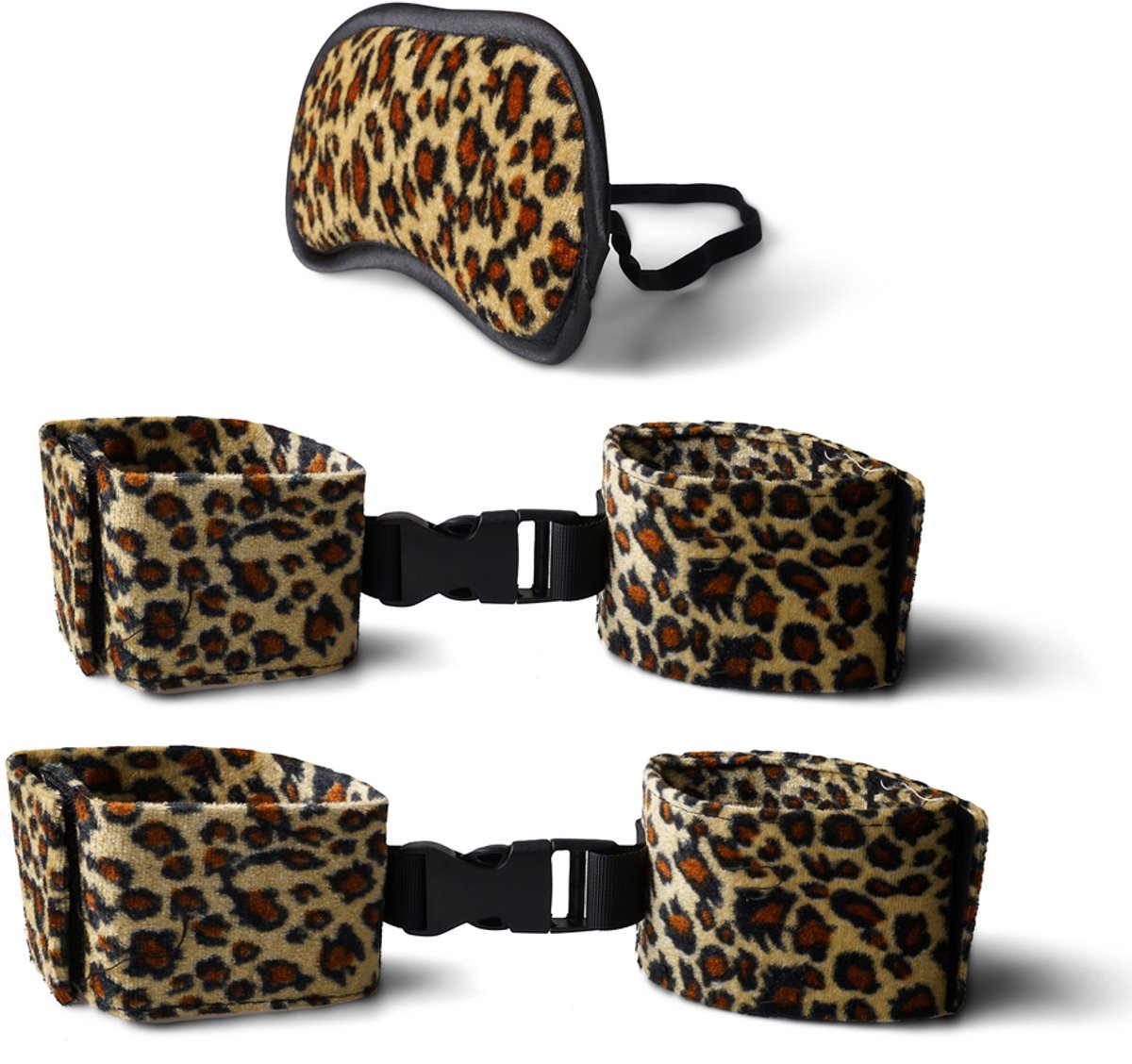 Luxe Bondage Set met Luipaardprint – Verleidelijke Oogmasker & Boeien Set voor Spannend Rollenspel