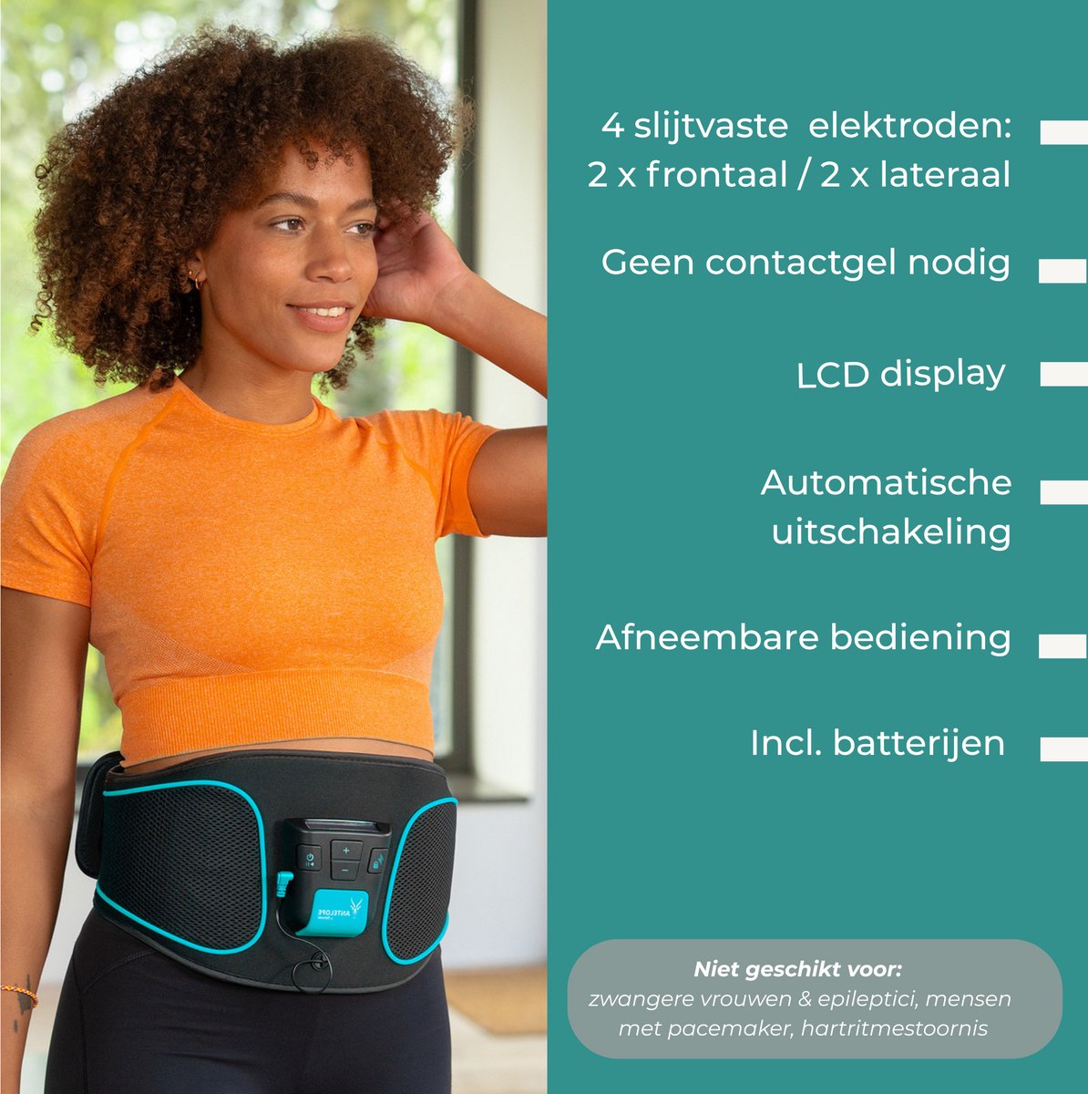 Antelope by Beurer Corefit I EMS-trainingsgordel, stimulatie van de buikspieren, voor spieropbouw, 9 trainingsprogramma's, 4 elektroden