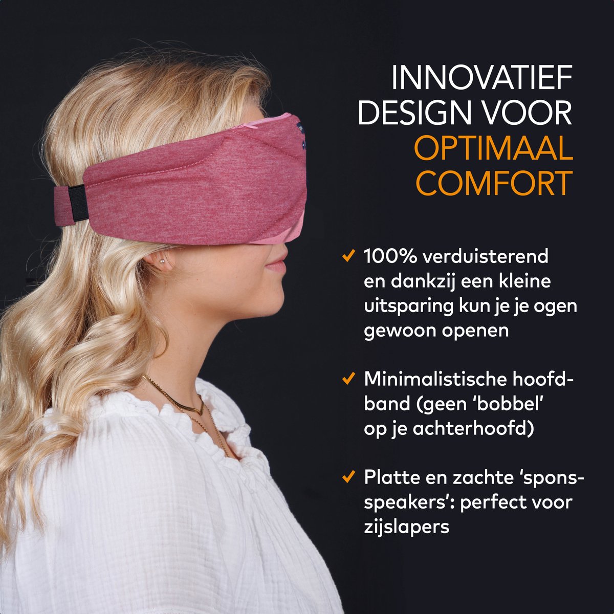 Slowwave Serenity Mask - New generation bluetooth slaapmasker - inclusief White, Pink en Brown Noise - Inclusief Binaural Beats - Met handige timer (onbezorgd in slaap vallen) - Ervaar het beste audio masker - Kleur: roze — afbeelding 6