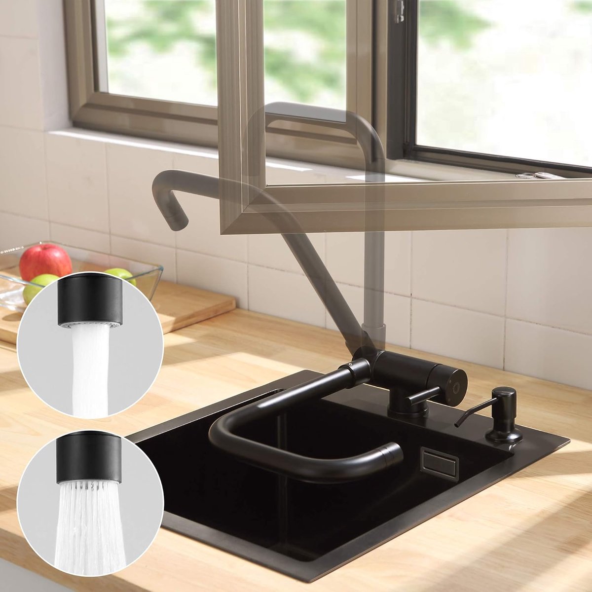 Ibenzoa® Multifunctionele Spoelbak Kraan met 360° Draai- en 180° Opvouwbare Ontwerp voor Efficiënte Gebruik