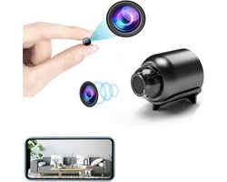 WiFi Camera - 1080P HD Nachtzicht - Bewegingsdetectie Alarm - Voor Huisbeveiliging - Groothoek 140° - Zwart - Mini Formaat - 1 stuk