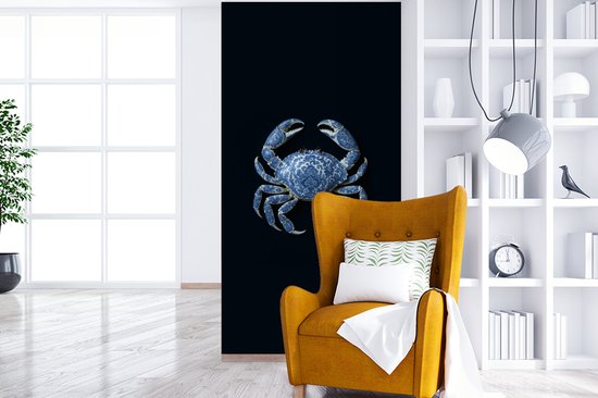 Behang - Fotobehang Krab - Delfts blauw - Dieren - Breedte 120 cm x hoogte 240 cm