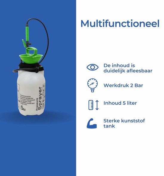 C-Line - drukspuit met handschoenen - 5 L reservoir - inclusief slang & spuitlans - Druksproeier - Onkruidverdelger - Sproeier - industriële kunststof van Merkloos	 — afbeelding 4