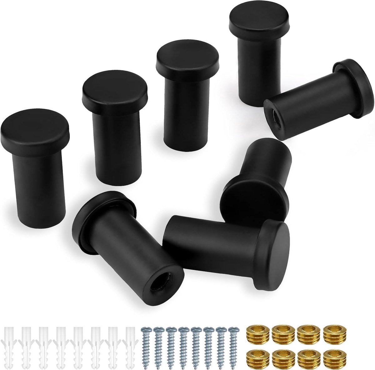 Ibenzoa® Set van 8 Zwarte Handdoekhaken met Verchroomde Details - Functional Design