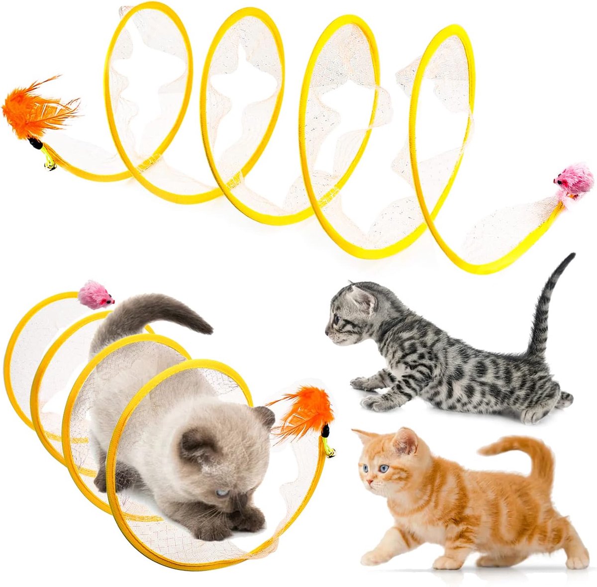 Ibenzoa® Ruime Opvouwbare Speeltunnel van Katoen en Veren - Stimuleert Speelgedrag Dieren