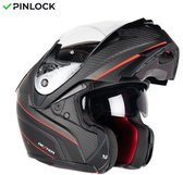 Casque modulable ADRON CARBON STICKER MAT 22,06 Noir carbone mat/rouge L par MOTOBLOUZ