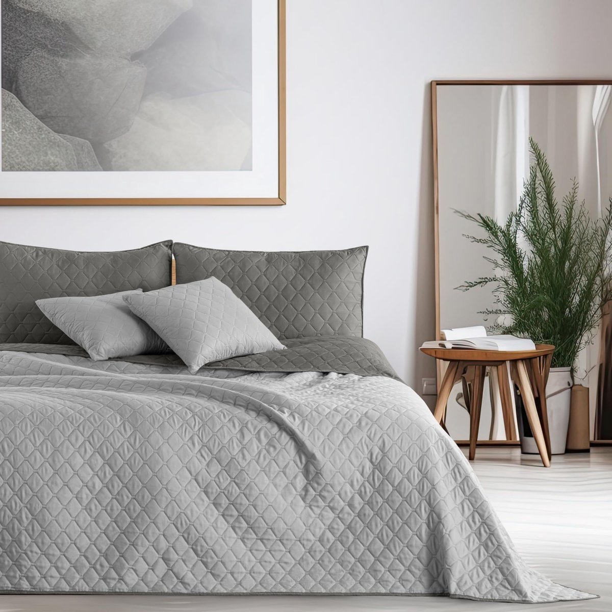 Unyqoos Luxueuze en Onderhoudsarme Dubbelzijdige Bedsprei in Stijlvolle Ontwerpen, 170 x 210 cm Zilver