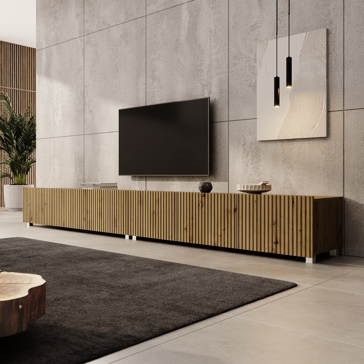 Meubella - TV-Meubel Kenderes - Eiken - 300 cm