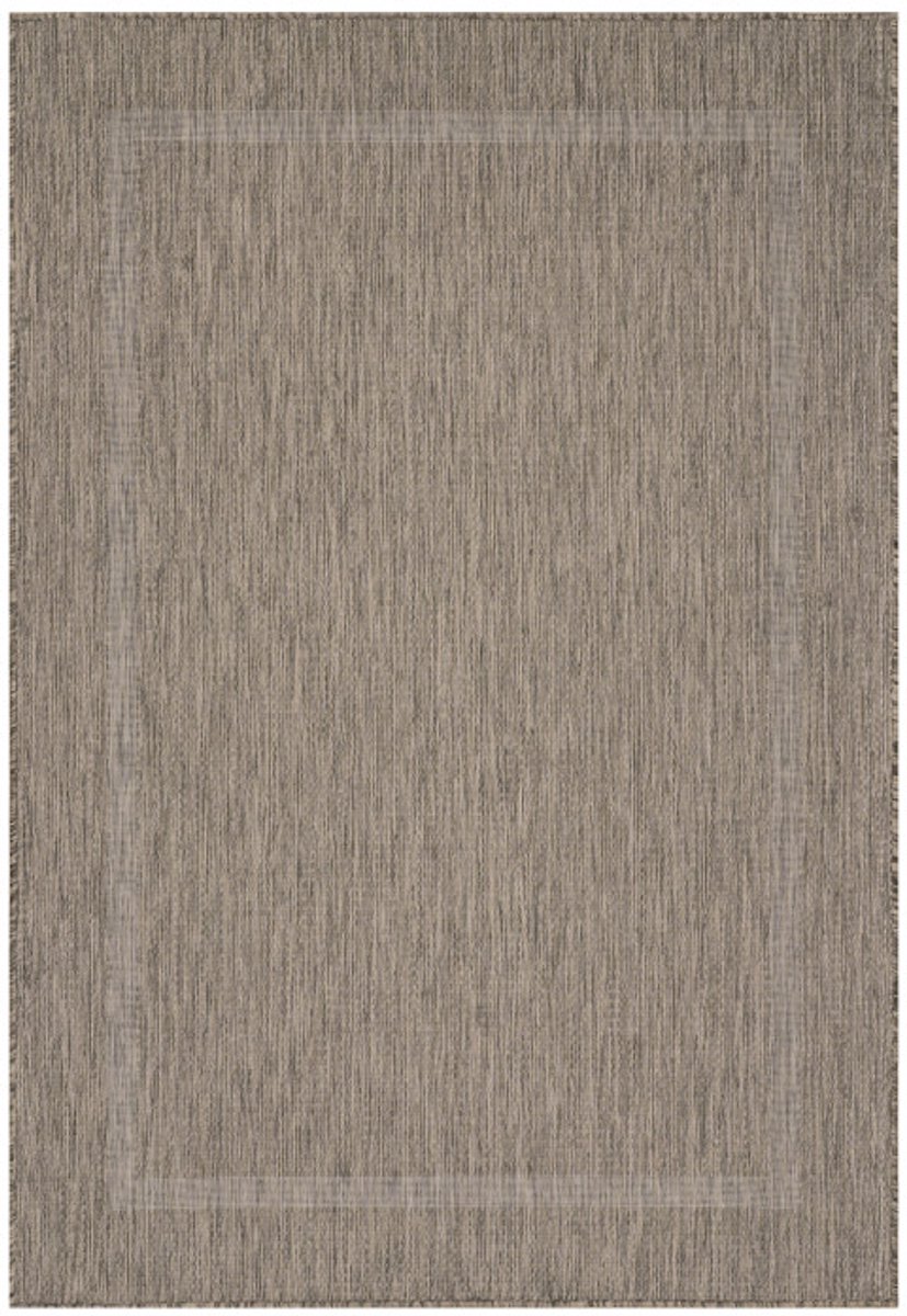 Relax Vloerkleed – Bruin – Laagpolig Kaderdesign – Voor Binnen & Buiten – 240x340 cm