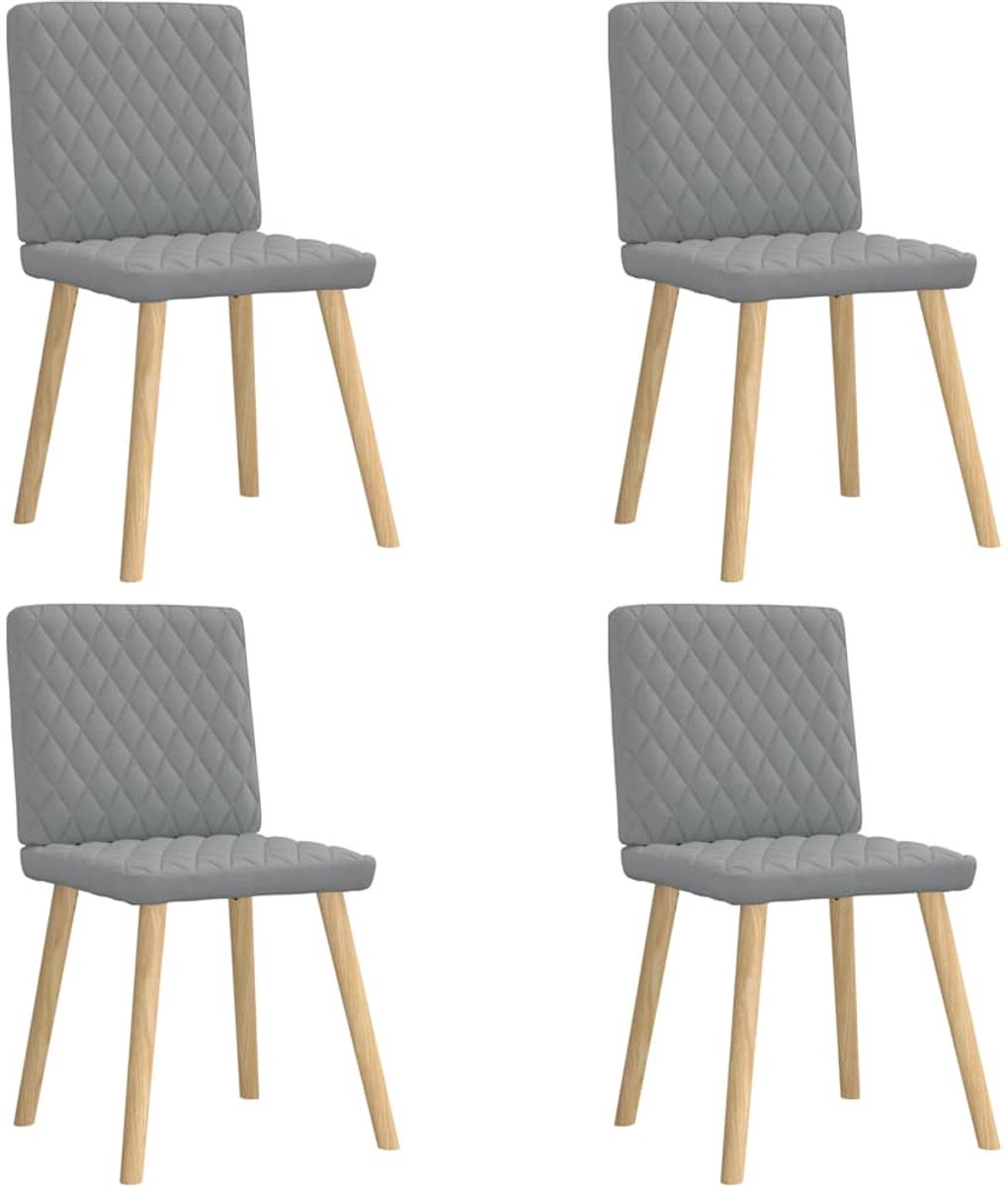vidaXL - Eetkamerstoelen - 4 - st - stof - lichtgrijs
