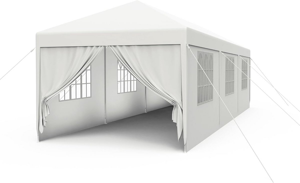 Paviljoen 3x9m voor Buiten met Zijpanelen en Ramen – Waterdichte Partytent met UV-bescherming, Perfect voor Tuinfeesten
