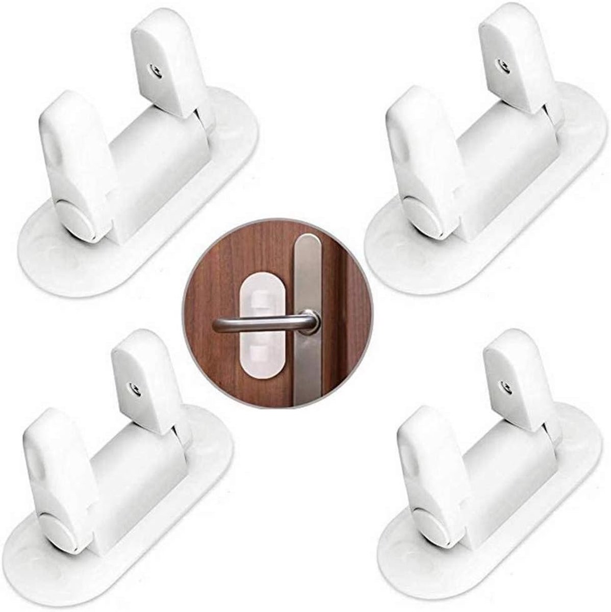 Image of 4 Stuks Kinder Veiligheid Deurhendel Vergrendeling met 3M Lijm voor Peuter Bescherming
