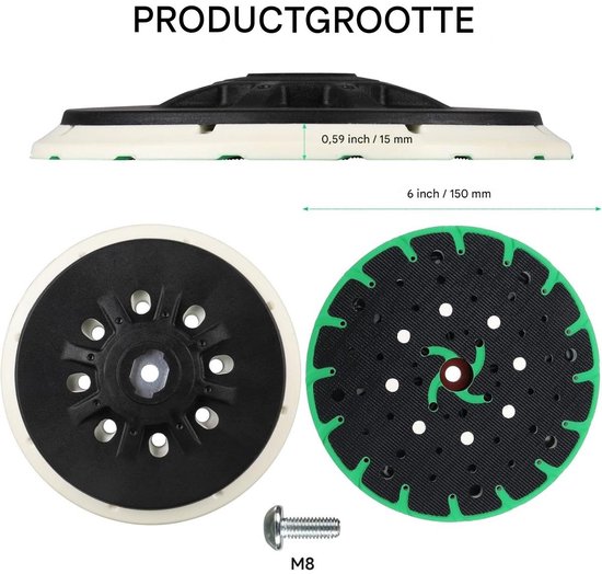 SpeTool Schuurbeschermers met een diameter van 150 mm, 49 gaten, compatibel met Festool ETS 150/3 EQ, ETS 150/5 EQ, ETS EC 150/3 EQ, ETS EC 150/5 EQ en RO 150, beschermkussen voor excentrische