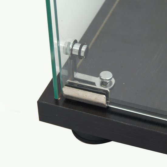 Vitrine en verre avec LED, Vitrine moderne avec 4 étagères en verre ESG, Vitrine de collection pour Bar, Salon, 164 x 42,5 x 36,5 cm, Zwart