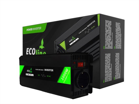 EcoLine - Omvormer 12V Naar 220V / 230V - 1000w Vermogen - Zuivere sinus - Spanning Omvormer.