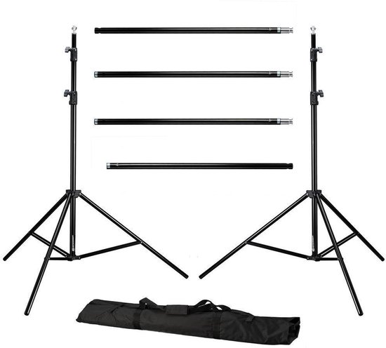 Supporto Fondali Portatile Bresser BR-BGS2 – Con 3 Fondali In Tessuto 3x6m, Altezza Regolabile 110-260cm, Lunghezza 118-300cm