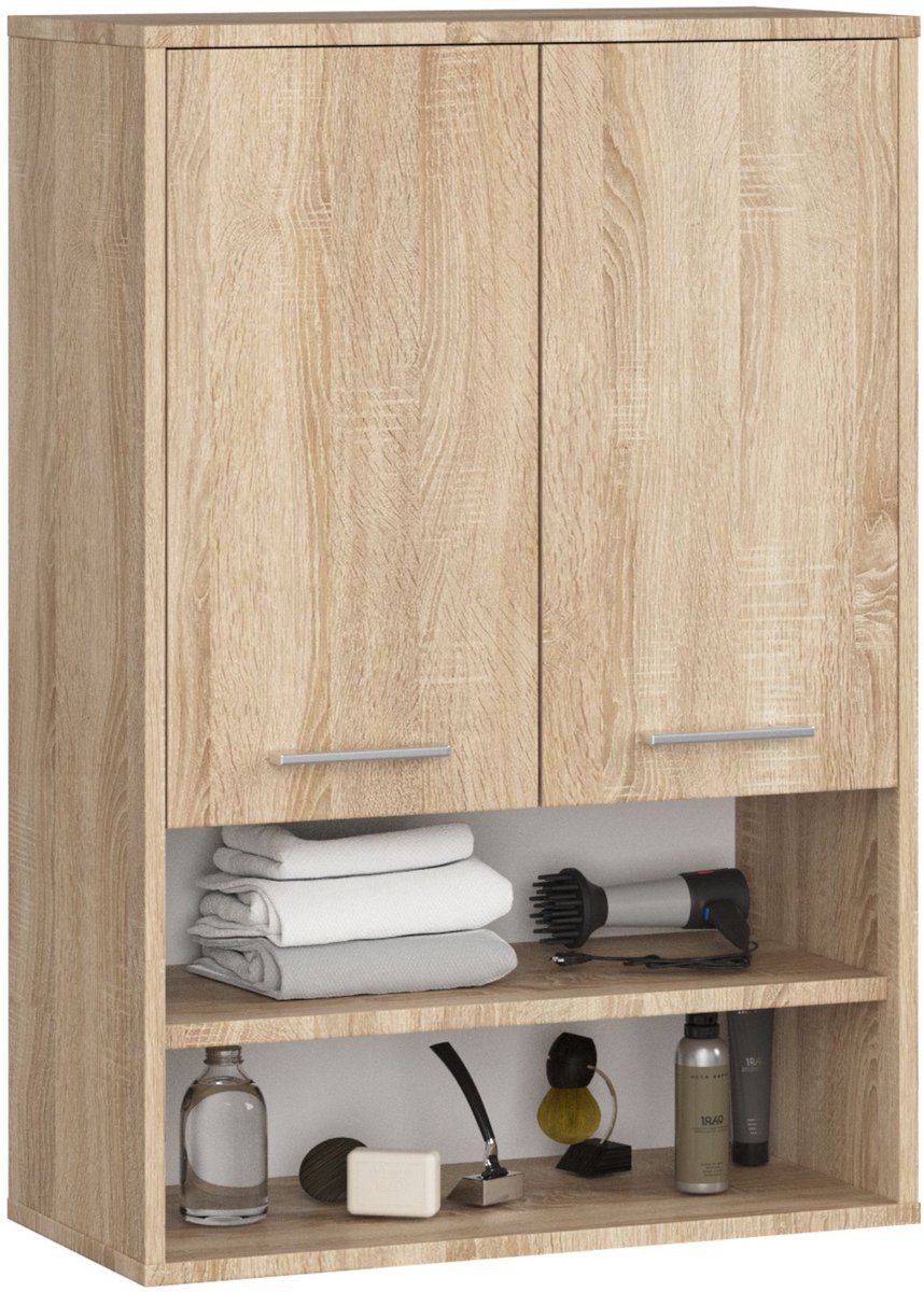 MRBLS Badkamerkast (Sonoma) - Hangkast Voor Badkamer, Wandkast, 60 x 80 x 30 cm (B x H x D