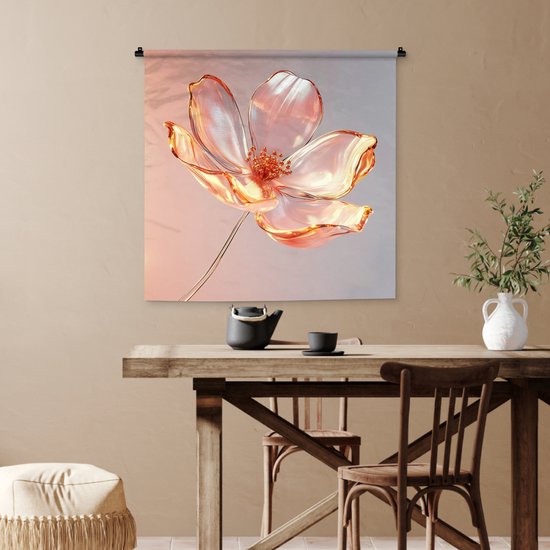 Tapisserie murale 90x90 cm - Verres mural Verres - Bloem - Rose - Tapisserie murale - Tapisseries
