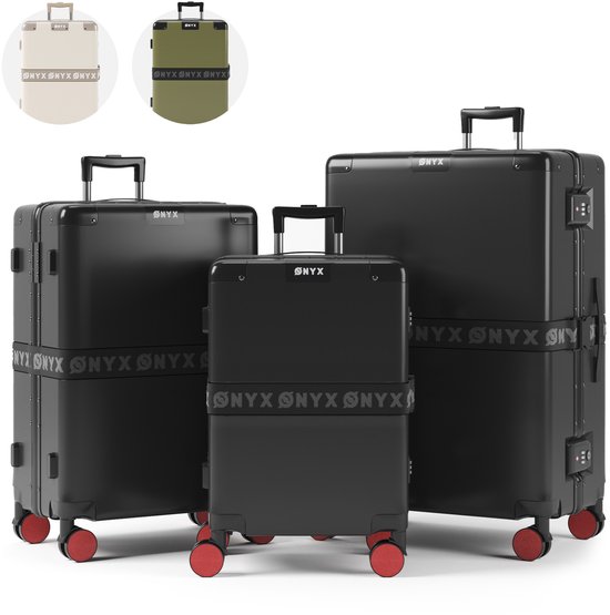 ONYX kofferset – 33/65/100 L – TSA – spinner wielen – zwart