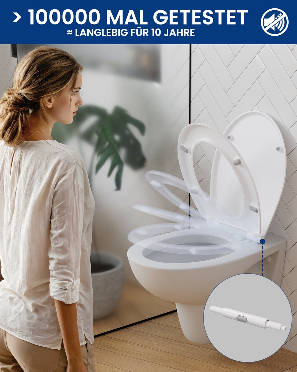 Ovaal toiletdeksel met matte afwerking en softclose-mechanisme - Antibacteriële