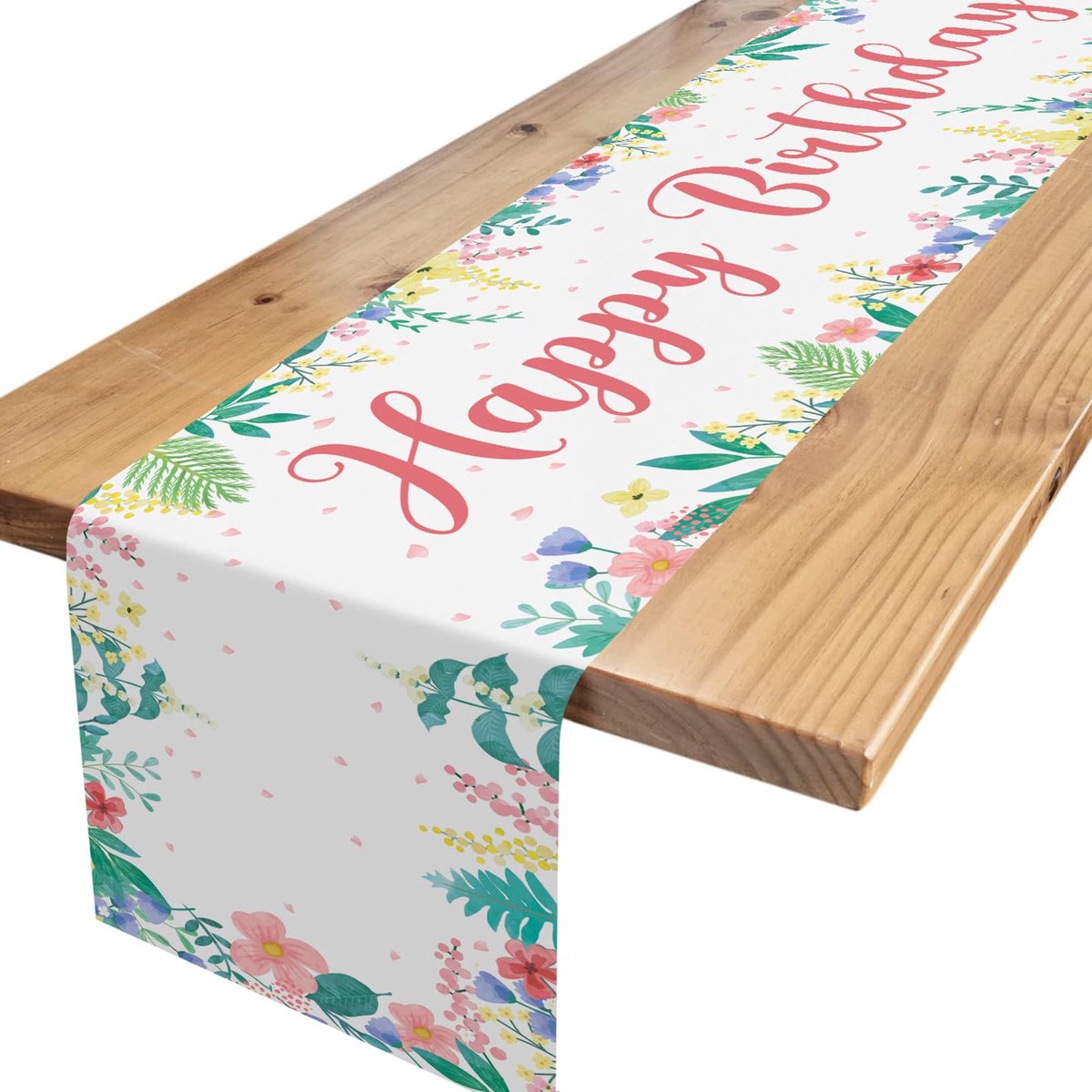 Ibenzoa® Tafelloper met Zomerse Bloemen en Planten voor Verjaardagsdecoratie - 180 x 35 cm