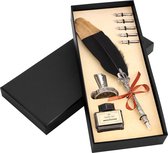 Belle Vous 8 Stuks Kalligrafie Pennen Set met Houder, Inktfles en Punten – Inkt dip Pen met Zwarte Inkt, 5 Geassorteerde Punten & Houder – Ideaal voor Beginners en Volwassenen