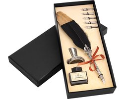 Belle Vous 8 Stuks Kalligrafie Pennen Set met Houder, Inktfles en Punten – Inkt dip Pen met Zwarte Inkt, 5 Geassorteerde Punten & Houder – Ideaal voor Beginners en Volwassenen