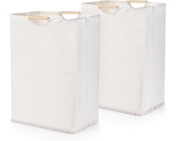 2 stuks - Wasmand - Opbergmand - Vuile Klerenmand - Organizer Kleding - grote wasmanden met handvat - opvouwbare wasmand voor vuile was - waterdichte wasmand - vrijstaande opbergmand - voor kleding, speelgoed, badkamer, woonkamer - 60 L - beige